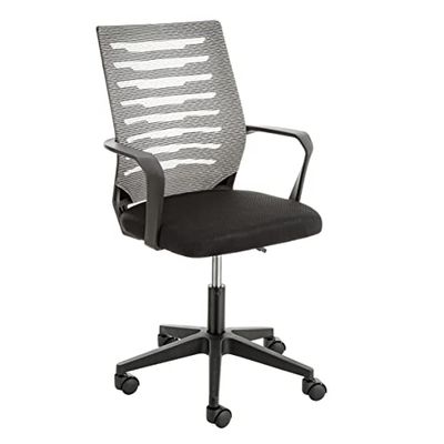 Baroni Home Gewatteerde bureaustoel, draaibaar, bureaustoel met verstelbare hoogte en armleuningen, ergonomische zitting, grijs