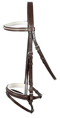 Trense metalen stenen voorhoofd, bruin-wit cob