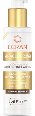 ECRAN Miracle Bronze för självbrun utan sol, solkräm med pro-ceramider - Naturlig, progressiv och enhetlig solbränna - lätt, fuktgivande och långvarig konsistens - 200 ml