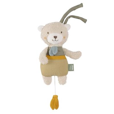 Fehn Mini-boîte à musique Ours fehnNATUR - Doudou & aide au sommeil avec coton - mélodie apaisante "Berceuse de Schubert" - Jouets pour bébé en voyage & à la maison - pour bébés & jeunes enfants
