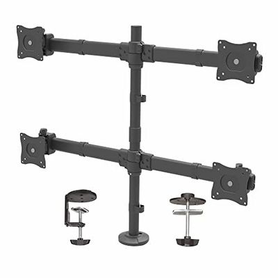 StarTech.com Bordsmonitorhållare för fyra bildskärmar – monitorarm för 4 VESA-bildskärmar (2 x 2) upp till 8 kg (vardera 8 kg) – ledig, höjdjusterbar, lutning/vridningsfunktion – klämma/genomföring (ARMQUAD)