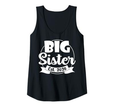 Womens Promoted To Big Sister 2026 Baby Announcement Gifts Tank Top
