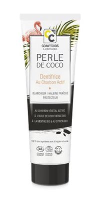 COMPTOIRS ET COMPAGNIES - Dentifrice au Charbon Actif - Protection et Blancheur - Perle de Coco - Certifié Cosmos Organic - 75ml