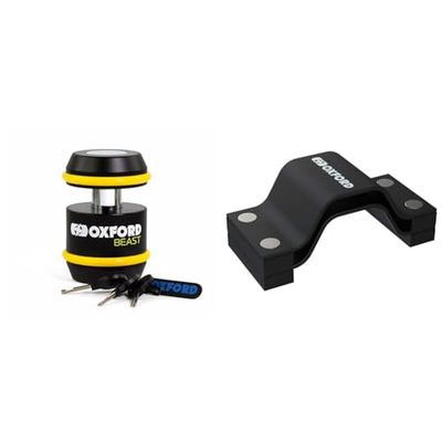 Oxford Beast Lock Padlock. Motorcycle Diamond Sold Secure. LK120, Black & Beast Anchor (Black)