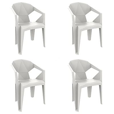 resol grupo Delta stoel met armleuningen van kunststof voor tuin outdoor terras, set van 4, wit