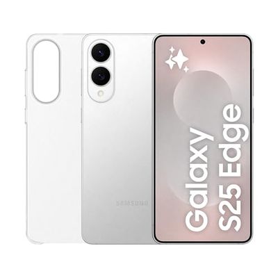 SAMSUNG Galaxy S25 Edge con Clear Case, Smartphone AI con 3 anni di Garanzia del produttore, RAM 12GB, 512GB, Titanium Silver
