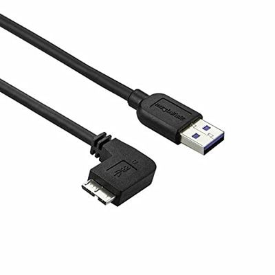 StarTech.com Câble Micro USB 3.0 slim - Cordon USB-A vers Micro-B à angle gauche de 2 m - USB 3.1 Gen 1 (5 Gb/s) - M/M (USB3AU2MLS)