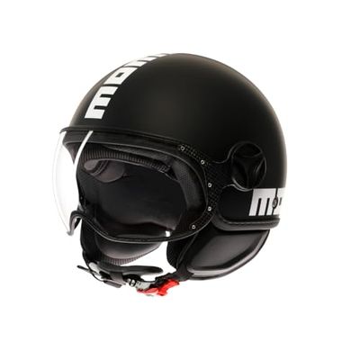 MOMODESIGN - FGTR Classic E2206, Casque Jet Moto, Casque Jet Homologué ECE, Casque Jet Ouvert Scooter, Homme et Femme, Léger avec Visière, pour Hommes et Femmes, Matt Black/White, XS