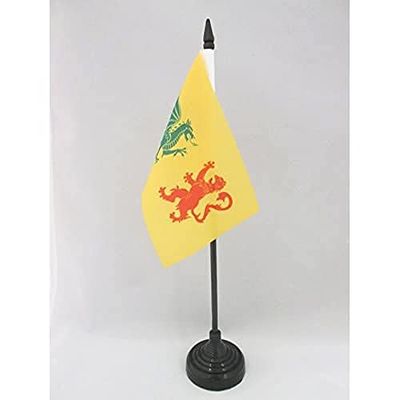 Koninkrijk Galicië 410-585 Tafelvlag 15x10 cm - Dinastía real sueva Reino de Gallaecia Desk Vlag 15 x 10 cm - Zwarte plastic stok en voet - AZ FLAG