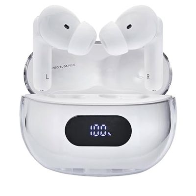 Intenso Buds Plus TWS True Wireless T312AE - Auriculares con cancelación Activa de Ruido, ENC, Bluetooth y hasta 25 Horas de reproducción de música, Color Blanco
