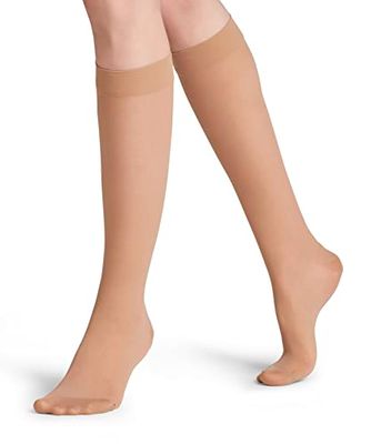FALKE Energize 30 DEN W Kh trasparenti velati con compressione 1 paio, Calzini lunghi Donna, Effetto pelle Cocoon 4059, 39-40