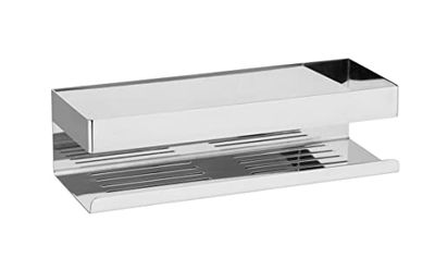 WENKO Turbo-Loc Genova Shine Wall Shelf Attaching Without Drilling with Adhesive Pad System, Decorative Storage of Care Products, 30 x 8 x 10.5 cm, Glossy, Stainless Steel Shiny, 30 x 8 x 10,5 cm