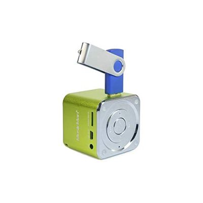 MusicMan Mini Soundstation Enceinte Portable - Lecteur MP3, USB, Prise en Charge de Carte MicroSD, 5 Heures de Temps de Lecture Batterie Rechargeable - Idéal pour voyager (Vert)