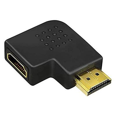 LogiLink ah0005, adattatore HDMI High Speed, 90 gradi ad angolo retto e con contatti dorati 90°, piatto Nero