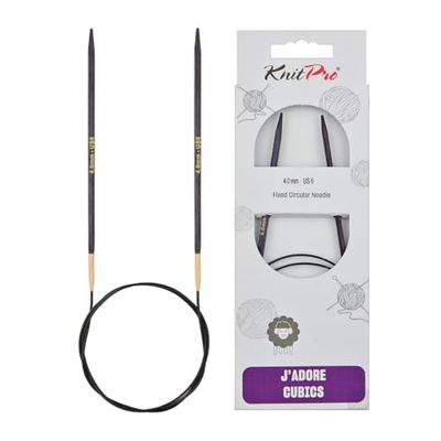 KnitPro J'Adore Cubics Knit Pins - Circular Fixed Knitting Needles - 60cm x 4.00mm, Purple, 26-1912104017