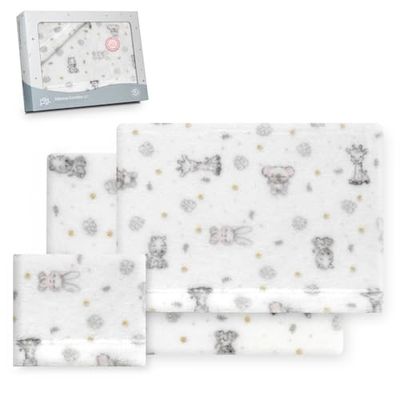 Interbaby Beddengoedset voor kinderbed, 60 x 120 cm, 100% polyester, warm, inclusief hoeslaken, dekbedovertrek en kussensloop, ideaal voor de winter, koala, wit/roze