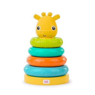 Bright Starts, Torre Apilable de Jirafa, Juguete Multicolor Sensorial y de Coordinación para Bebés de 6 Meses en Adelante, Unisex, Estimula Habilidades Motoras
