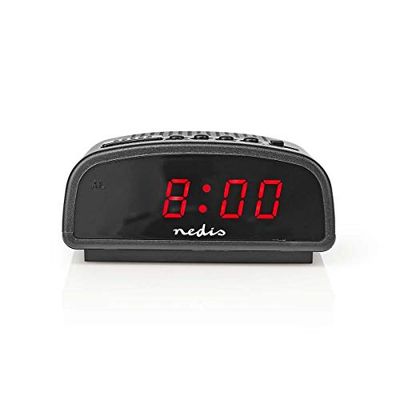NEDIS CLDK008BK Despertador digital de mesa despertador digital de mesa, ecrã LED, função de repetição, preto preto