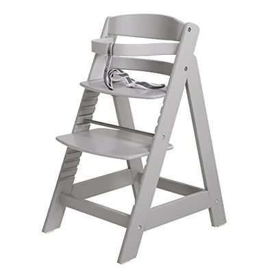 roba Cadeira evolutiva de madeira cinzenta Sit Up III, altura ajustável, 6 meses, suporta 70 kg, cadeira resistente para bebés com barra de segurança
