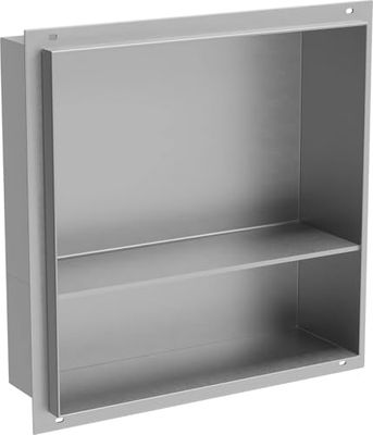 Mexen Étagère encastrable sans Collier et étagère 30x30 cm en Acier Inoxydable X-Wall-NR - INOX - 1911303010S