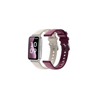 SPC Duo Fit Smartband met 1,47 inch AMOLED-display, bluetooth, oproepen en meldingen, meer dan 100 sporten, 2 armbanden (beige en bordeaux), batterijduur tot 8 dagen, IP68, Smart You-app