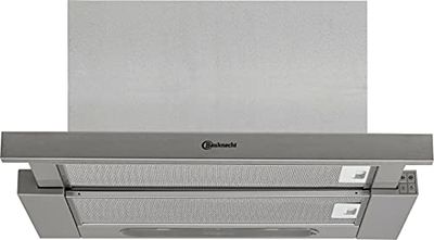 Bauknecht DBAH 65 LM X - Campana extractora plana (60 cm, apta para circulación de aire y recirculación, 85,8 kWh, LED, 3 niveles de potencia, clase de eficiencia energética D)