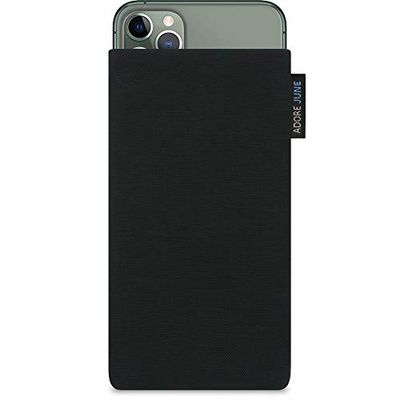 Adore June Classic svart väska kompatibel med iPhone 11 Pro Max mobilväska av resistent Cordura-tyg med display rengöringseffekt, tillverkad i Europa