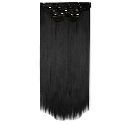 Lullabellz Super Thick Straight Clip In Hair Extensions 5-Piece, 22-Inch Length, Jet Black
