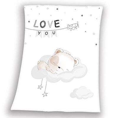 Herding Couverture pour Bébés, Petit Ours Endormi, 75 x 100 cm, Polyester Tout Doux, Blanc