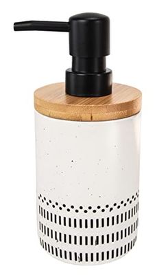 Kleine Wolke Dispensador de jabón Alva, Accesorios, Color Negro y Blanco, Material: gres, bambú