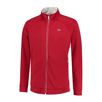 DUNLOP Club stickad jacka för män tennisskjorta, Rosso/Bianco, XXL