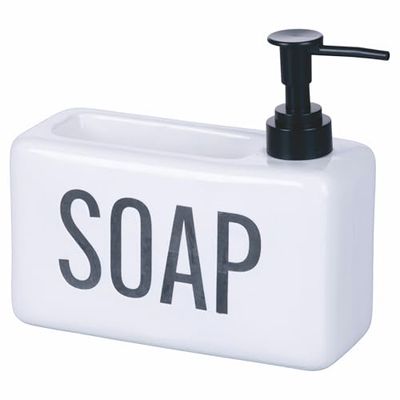 Villa d'Este Home Tivoli Dispenser sapone liquido 840 ml in ceramica con fessura porta spugnetta/sapone, Bigismore