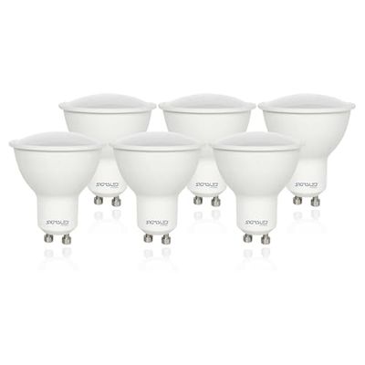 Sigmaled lighting PACK 6 FOCO LED GU10 5W (=40W), 400 lúmens, luz branca quente 2800K, lâmpadas LED GU10, dimensão 50 x 57 mm, ângulo de 120 °