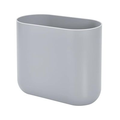 iDesign Cade Ovale slanke prullenbak, compacte afvalmand vuilnisbak voor badkamer, slaapkamer, thuiskantoor, slaapzaal, college, mat grijs