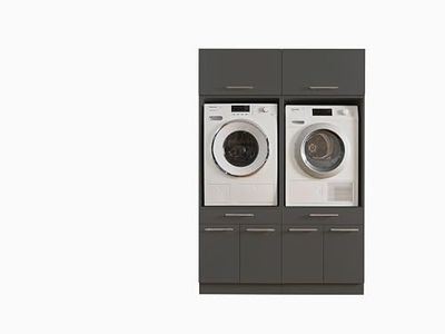 Stella Trading LAUNDREEZY Armoire pour Lave-linge - 2x Armoire à Poser, Anthracite - Beaucoup d'Espace de Rangement - 135 x 200 x 67,5 cm (L/H/P)