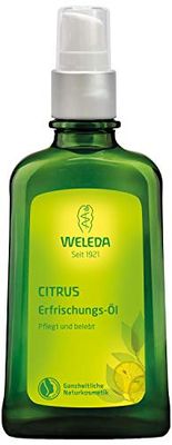 Weleda Óleo corporal refrescante de cirus, combate a secagem, refrescante e energiza a pele, com óleo de amêndoa e casca de limão, 100% natural, vegano-100 ml
