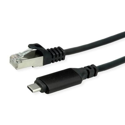ROLINE usb 3.2 Gen 2 type C naar gigabit ethernet converterkabel, zwart, 1,5 m