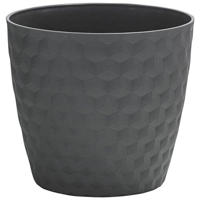 Dehner Cache-Pot Ruby - Pot de Fleurs résistant - Diamètre : 19 cm - Hauteur : 17 cm - en matériaux recyclés - Plastique - Gris