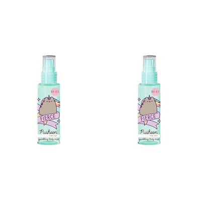 Pusheen The Cat Sparkling Body Mist for Girls - Tropical Watermelon Scent with Shimmering Particles and Brightening Effect - Fun Fruity Perfume Spray for Adults and Kids Aged 6+, 100ml (Pack of 2)