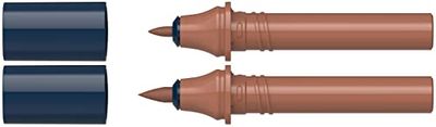 Schneider 040 Paint-It Twin Marker Cartridges (Brush Tip & 1.0 mm Bullet Tip, Water-Based Colour-Intensive Ink, for Use on Paper, 95% Recycled Plastic) Brown 083