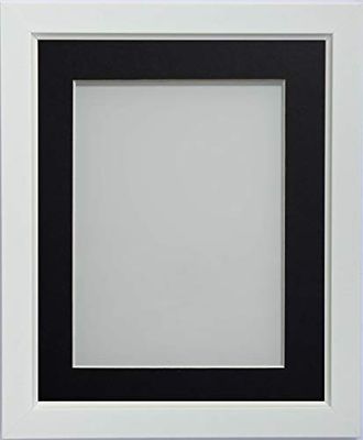Frame Company Ainsworth Range White 10x8 inch Picture Photo Frame with Black Mount for Image 7x5 inch * Choice of Sizes* Fitted with Real Glass