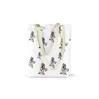 Bonamaison Printed Tote Bag, Reusable Grocery Bag, Shopping Bag, Machine Washable, Foldable, Canvas Cloth Bag with Handles, 48x55 Cm