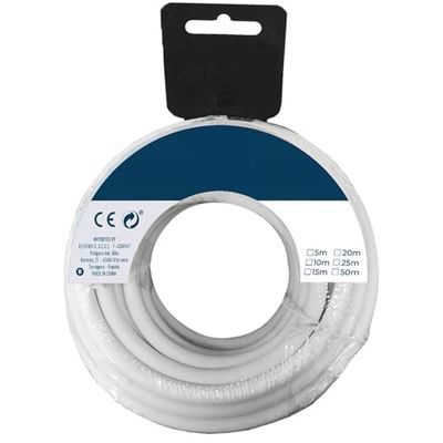 Carrete de manguera tubular blanca de 3x1mm, ideal para riego y drenaje. Contenida en 50m, resistente y flexible, es perfecta para proyectos de jardinería y paisajismo.