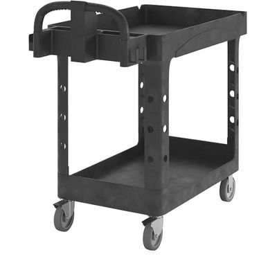 Rubbermaid Commercial Products FG450058BLA Petit Chariot Utilitaire pour Charge Lourdes avec Rebords, Noir