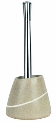 Spirella Brosse WC Porte-Balai Toilette Pot à Balai „Etna“ Ensemble WC à Poser Apparence Pierre Naturelle en Polyrésine 17x13x38cm Sable Beige
