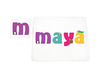 Little Helper Napperon avec Coaster Style Illustratif Coloré avec le Nom de Jeune Fille Maya