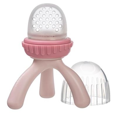 b.box Alimentador de silicona para alimentos frescos, diseño de trípode fácil de sostener para el bebé, perfecto para alimentos frescos o congelados, tapa incluida para llevar, a partir de 4 meses