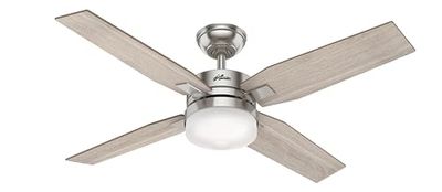 Hunter Fan, Ventilador de Techo con Luz y Control Remoto para Interiores, Mercado, 4 Aspas Reversibles, Color Niquel, 127 cm,Ideal para Verano e Invierno, Modelo 50650