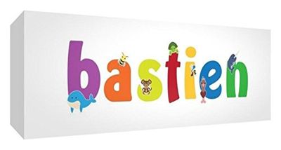 Little Helper canvas Box Galerie verpakt met gekleurd front paneel illustratieve stijl met de naam de jeune jongens Bastien Award 21 x 59 x 3 cm middel