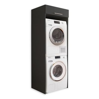 Stella Trading LAUNDREEZY Armoire pour lave-linge et sèche-linge, anthracite - Armoire pratique pour lave-linge en superstructure - 67,5 x 200 x 67,5 cm (L/H/P)